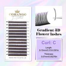 CoMango 12 Rows Mixed 8-15mm Ombre 5D Floral False Eyelashes, 0.07mm Fan-Shaped Premade Fluffy Natural Eyelash Extensions, Wholesale - trái cam - Xem 15