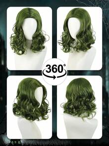13inch Green Wig Halloween Clown Wig Curly Green Clown Wigs For Men Costume Cosplay - Green - View 5
