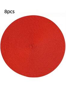 4 件/6 件套 15 英寸编织圆形餐垫，可洗防滑餐桌垫，适合家庭聚会、婚礼、派对（红色） - 紅色 - 查看 10