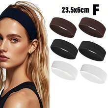 6pcs Women's Multi-Color Solid Color Sports Sweat-Absorption Headband, Running Fitness Hair Band For Protecting Forehead Casual Yoga Headband Pack Set For Women Men In Black White Grey Brown Sport Headband Pack For Women Men Athletic Hairband In Black White Grey Brown Navy Blue