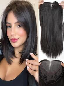 女士蕾丝前假发，发顶可增加发量并遮盖白发，蓬松高顶，隐形无痛接发 - 彩色 - 查看 2