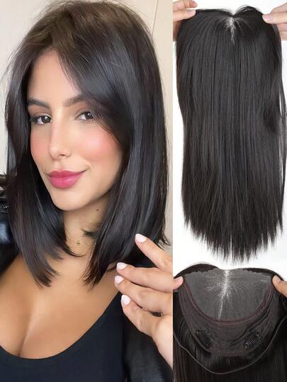 Tóc giả ren phía trước cho phụ nữ, tóc giả để tăng độ phồng và che tóc bạc, tóc mái cao và bồng bềnh, tóc nối vô hình và không đau