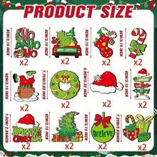 Set Of 36 Traditional Christmas Wooden Decorations, Lime Green And Red Holiday Tree Decorations, Holiday Wood Chip Tags, Christmas Tree, Home And Kitchen Decorations, Home Party Decorations, No Power Required Best Gift Birthday Graduation Home Decorations Christmas Decorations Room Decorations Christmas