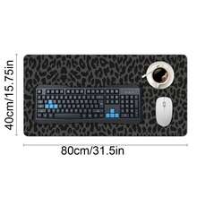 Black Leopard Cheetah Large Extended Gaming Mouse Pad & Keyboard Laptop Mat 31.5x15.75 In Non-Slip Base Office Desk Decor Stylish & Functional