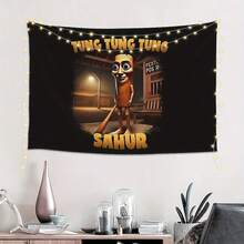Tung Tung Tung Sahur Italian Brainrot Patrol Art Poster - Vibrant Polyester Wall Hanging  Friendly Room Decor  Ideal Fan  Gift  Dormitory Decor|Vibrant Wall Art|Durable Tapestry  Wall Hanging Decor - 1PC - 查看 3