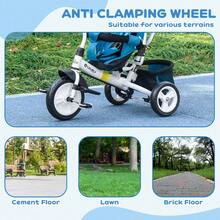 QABA 6 In 1 Toddler Tricycle, Kids Trike With Foldable Canopy, Removable Parent-Push Handle And Cover, Storage Basket, 5-Point Safety Belt, For Child 1-5 Years, Blue - 藍色 - 查看 5