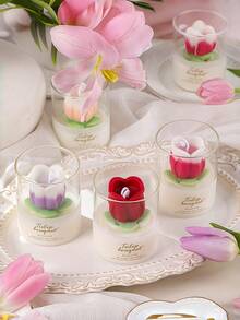 Nến thủy tinh hình hoa tulip với đường kính 6,5cm/2,56in và chiều cao 8cm/3,15in. Đây là một cây nến thơm hoa tulip thủ công lớn và đẹp mắt. Có thể dùng làm vật trang trí để bàn hoặc trang trí nhà cửa. Thích hợp cho các bữa tiệc, Giáng sinh, Ngày lễ tình nhân, Halloween và các dịp trang trí lễ hội khác. Đây cũng là một món quà tuyệt vời cho người yêu và người thân. - Nhiều màu - Xem 4