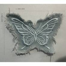 1 قطعة رقعة مطرزة بشكل فراشة مع شراريب من الجينز، مناسبة للملابس والحقائب والأحذية والقبعات وديكور المنزل، قابلة للكي