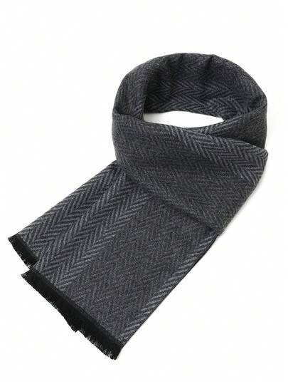 1pc Plaid Scarf, Classic 180*30CM Tassel, Men's Business Scarf, Luxury Unisex Fashion Printed Scarf, Men's Business Scarf Shawl