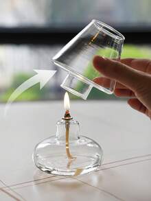 1 pieza Lámpara de aceite de vidrio hecha a mano con pantalla - Portavelas europeo minimalista a prueba de viento, decoración romántica para Navidad, Halloween, Pascua, Día de San Valentín, acabado pulido para mesa, sin necesidad de electricidad, decoración de portavelas, accesorio festivo para el hogar, exhibición elegante de velas, artesanía sofisticada - Blanco - Ver 6