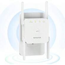 LONGLIV Repetidor de Señal Wi-Fi 1200Mbps, Extensor Universal de Señal Wi-Fi, Potenciador de Señal WiFi, Doble Banda (2.4G 300Mbps/5G 867Mbps), 4 Antenas, Ldeal para Casa y Oficina(Negro) - blanco - Ver 6