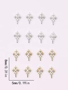 10 pezzi di decorazioni per unghie in metallo mini e raffinate con glitter a forma di croce, accessori fai-da-te per unghie, gemme per unghie, forniture per arte di unghie