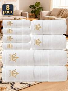 1 Stück/3 Stück/8 Stück moderner minimalistischer Baumwoll-Badetuch mit goldenem Linienstickerei, super weich & groß, schnelltrocknend, fusselarm, Saunatuch, hochabsorbierend, leicht & kompakt, Gästetuch, hochwertige Badezimmer-Accessoire, perfektes Geschenk für den Partner, Handtuch 34*34, Tuch 34*75, Badetuch 70*140