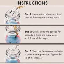 2 Bottle Tweezeer For Eyelah Extenion Tweezer Glue Remover Liquid For Lah Tool With 2 Ponball 2 Bottle Cleaner - Sữa rửa mặt 2BottlesCleanser - Xem 6