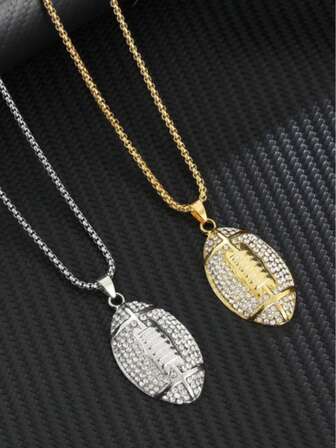 1 pièce Collier pendentif de football à la mode avec strass, convient pour un port quotidien