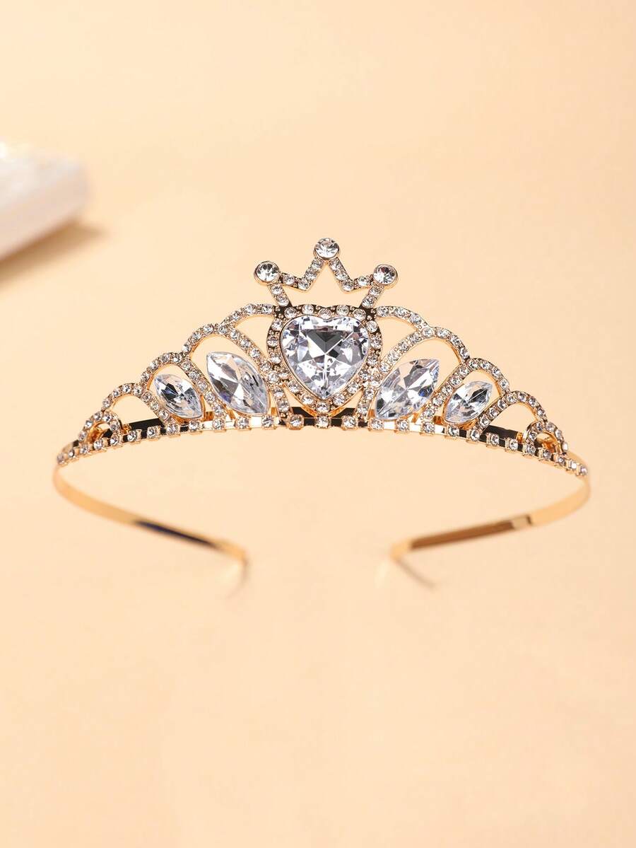 1 Stück Europäischer & Amerikanischer Braut Herz Edelstein Krone, Kristall Luxus Braut Krone, Valentinstag Herz Rote Krone, Geburtstagskuchen Dekor Krone Kopfschmuck, Kronen, Tiara, Kostümkrone