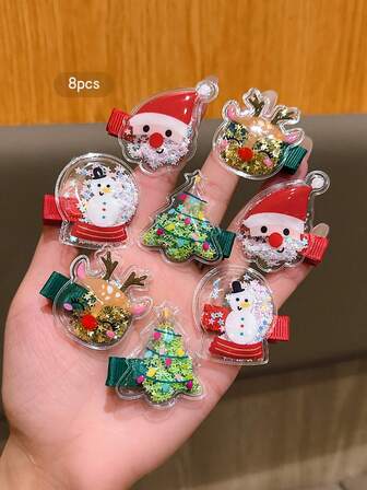 8pcs Christmas Hairpins, Cute & Fashionable Hair Clips Suitable For Christmas