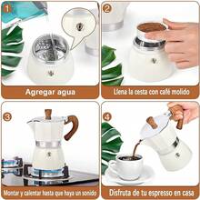 Cafetera Espresso de Aluminio Para Moka café, cafetera espresso Italiana Para espresso de café - Fácil de usar - Hace 3 taza, 6 tazas (150ML / 3 Cup, blanquecino) - blanquecino - Ver 3