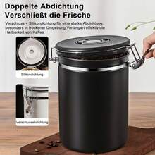 Coffee Bean Storage Container 2800 Ml – Airtight Stainless Steel Coffee Canister With Measuring Spoon, Aroma Preservation Container For Up To 1 Kg Of Coffee, Black - Black - View 7