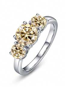 1pc 925 Sterling Silver 2ct Moissanite Ring, Jewelry For Women, Suitable For Daily Wear, Parties, Dates, VVS1 Clarity, Perfect Round Cut, With GRA Certificate And Gift Box