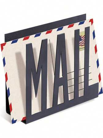Modern Black Metal Mail Organizer Rack With Hollow Engraved Letter Design - Wall-Mounted Envelope Sorter & Document Holder For Home Office, Bathroom Decor, Kitchen Countertop Organization, Entryway Storage And Back-To-School Essentials (Contemporary Mailbox Accessories Compatible With Wall Art Displays)