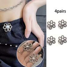 2/3/4/5/6/10 对裤腰收紧器，可调节腰带扣套装，用于牛仔裤的额外纽扣，用于裤子、牛仔裤、袖子的纽扣调节器（银色）可调节金属纽扣别针，用于牛仔裤和服装，时尚女孩的配饰