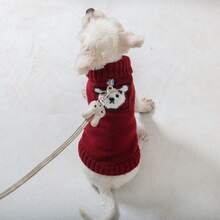 1 buc Haine pentru animale de companie la vânzare transfrontalieră, pulover tricotat pentru ursuleț de pluș, panda, cățeluș, îmbrăcăminte casual pentru animale de companie pentru toamnă/iarnă - roșu - Vizualizare 11