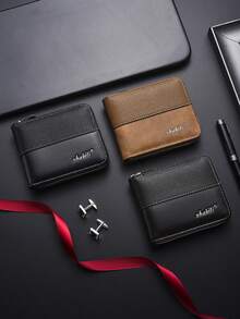 Nuovo portafoglio corto vintage da uomo, porta carte di credito, portafoglio con cerniera