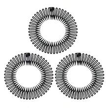 Set de 3 piezas: Diadema elástica circular completa, peine circular de plástico y soporte para diadema, adecuado para mujeres y niñas, kit de peinado, kit de herramientas para el cabello - Negro - Ver 1