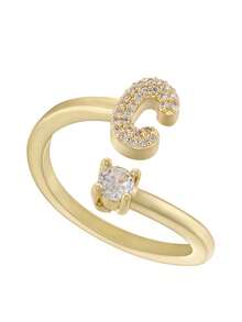 This Is A Stylish And Simple Asymmetrical Copper A-Z Ring With An Adjustable Opening And 26 English Initials For Women. It Is Suitable For Daily Wear And Casual Entertainment. It Is A Gift For Friends And Couples At Festivals And Gatherings!