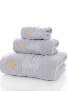 1 pieza/3 piezas/8 piezas Toalla de baño de algodón con bordado de línea dorada de estilo minimalista moderno, súper suave y grande, de secado rápido, sin pelusa, toalla de sauna, alta absorbencia, ligera y compacta, toalla de invitados, toalla de ducha de alta calidad y duradera, el mejor regalo para tu pareja, toalla de mano 34*34, toalla 34*75, toalla de baño 70*140 - Gris Claro - Ver 7