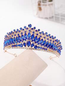 1 Stück luxuriöser Braut-Hochzeitskopfschmuck Kristallkrone Haarband, elegantes Accessoire für Hochzeit, Bankett