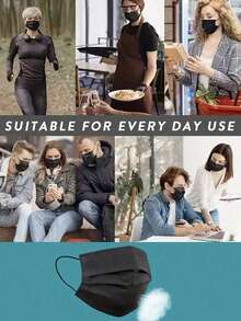 50个一次性口罩，多种颜色可选，亲肤柔软，三层口罩，弹性耳带 - 非常适合家庭、学校、办公室、户外和露营！