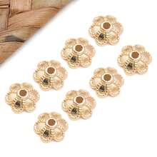 10/50 件真 18K 镀金花丝金色花形珠子端盖 漂亮花丝金色珠子端盖 适用于工艺品 DIY 珠宝制作用品 - 金色 - 查看 25