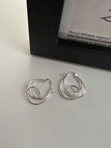 2 Stücke asymmetrische umwickelte Kreis-Ohrringe, minimalistisches Design vielseitige Mode-Creolen