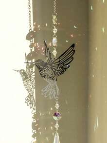 1 قطعة معلق كريستالي فاخر على شكل طائر الكولبري - ديكور جرس الرياح اللامع للزفاف والحفلات والمنزل والسيارة والخارج - إكسسوار تصوير رائع ، زينة معلقة ، ومعلق شمسي ، وفكرة هدية فريدة