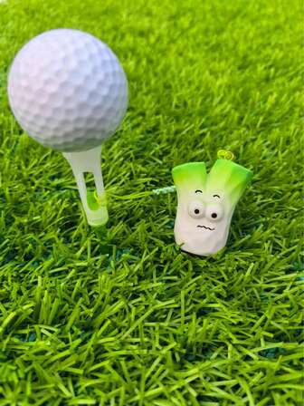 1 件几何木制蔬菜高尔夫球座，树脂蔬菜高尔夫球座，橡胶头高尔夫球座（带绳），防丢球座架