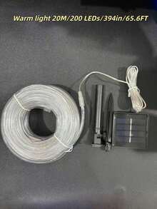 1支户外太阳能灯管 - 300/200/100/50颗LED灯珠，带太阳能板，8种照明模式，IPX4防水，适用于泳池、婚礼、圣诞节、庭院、小路装饰、万圣节、节日装饰和氛围照明、花园装饰、LED仙女灯，非常适合露台、花园、栅栏、树木、蹦床、婚礼、生日派对、圣诞节装饰，满足11种节日装饰需求。 - 彩色 - 查看 21