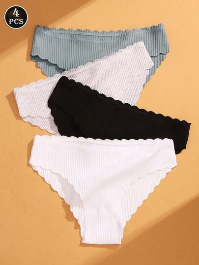 VKME 4 Stücke/Set einfarbige Baumwoll-Höschen Unterwäsche