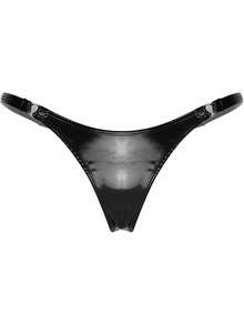 Womens  Metallic Micro Thongs Underwear Latex Panties Low Rise G-String Briefs Clubwear Womens Sexy Low Rise Micro Back G-String Thongs T-Back Tiny Panties Underwear Women's Metallic Shiny Low Rise G-String Thong Micro Panties Sexy Lingerie Underwear Clip Y Back Thong, Wet Look Thong G-String Thongs For Women Micro Thong Sexy Low Rise Leopard Print T-Back Thong Underwear Plus Size Women's Bikini - 黑色 - 查看 3