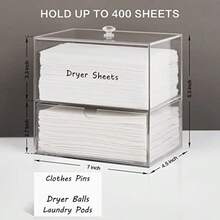Acrylic Dryer Sheet Holder And Dispenser Container Box For Laundry Room Organization Storage For Fabric Sheets Dryer Balls Clothes Pins Laundry Pods - Clear - View 2