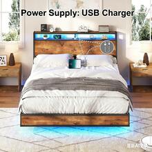 Full/Queen/King Size Floating Bed Frame With RGB LED Lights, Modern Platform Design With Smart Storage Headboard And Built-In Type-C & USB Charging Ports - Xem 9