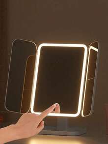 1pc Three-Fold LED Makeup Mirror, Desktop Vanity Makeup Mirror With 3x/2x/1x Magnification,Portable HD Vanity Mirror Brightness Adjustment Folding Vanity Mirror With Stand & 3 Color Lighting, Foldable Tri-Fold Design, Rechargeable 800mAh Battery, USB Charging,Travel, Lighted Mirror With Touch Screen Dimming For Cosmetic, ,Best Gift For Women,Valentine's Day Gift,Christmas Gift - Nhiều màu - Xem 9