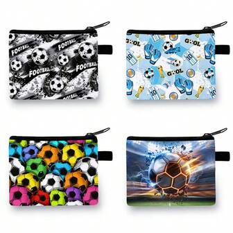Coole Münzbörse, Fußball-Stil für Ihre Kinder, Münzbeutel in buntem, festlichem Fußball-Muster - Lässig-Stil, Polyestermaterial