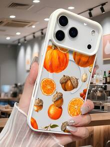 Rustikales Bauernhaus-Ästhetik-Zitrusfrucht-Eichelnuss-Muster, saisonaler Schutz, stoßfeste magnetische Telefonabdeckung, künstlerischer Stil, einzigartiges Design, beste Geschenke für Frauen, kompatibel mit iPhone 17 pro max/17pro/17/Air/16promax/16pro/16plus/16/15promax/15pro/15plus/15/14promax/14pro/13promax/13pro/13/12promax/12/11promax/11pro/11/XSmax/X