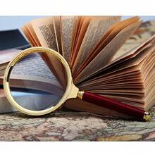 1pc 50x Magnifier - HD Metal Handheld Magnifier With Ergonomic Handle No Power Required For Reading Books Newspapers Outdoor Science And Making Fire - Wood Grain Magnifying Glass - View 5