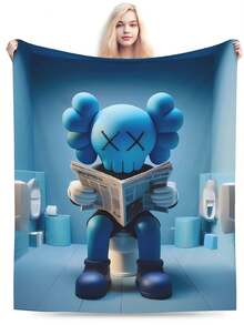 Kawss Kawaii Kaw Anime Flannel Blanket For Girls Boys Anime Gifts Throw Blanket Cozy Plush Flannel Fleece Print Blankets Double-Layer Blanket Lightweight Fuzzy For Bed Decor - 黑色 - 查看 2