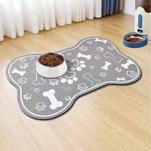 1 Piece Diatomaceous Earth Dog/Cat Bowl Mat, Pet Lover's Quick Drying Waterproof Absorbent Easy To Clean, Suitable For Dog And Cat Lovers, Herringbone And Paw Print Pattern, Black, Washable - Multicolor - View 8