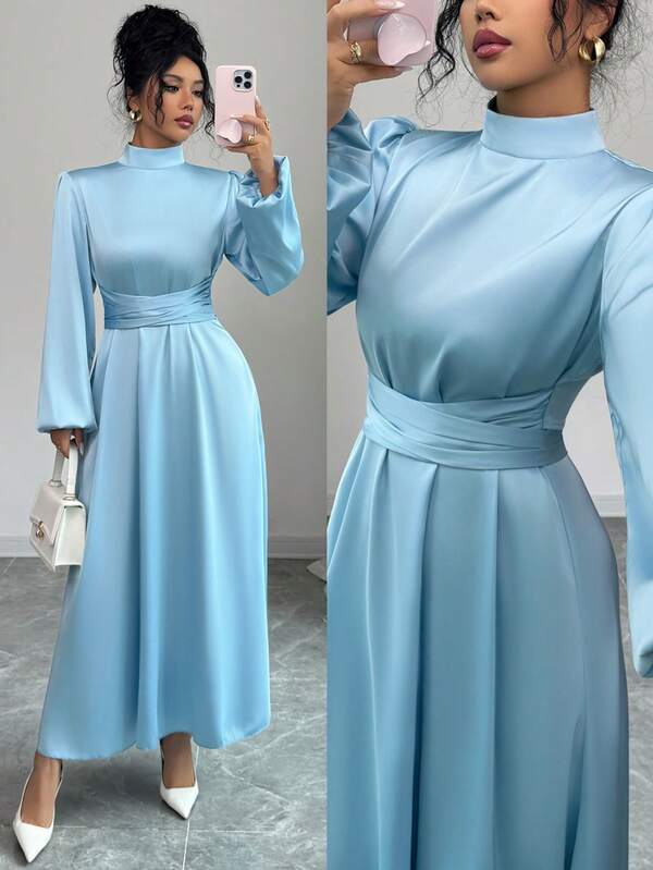 Vestido de boda elegante de unicolor con botón de nudo estilo bohemio y cremallera