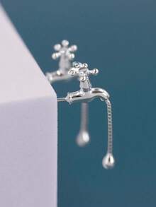 1pair Fashionable And Creative Water Tap Design Earrings Suitable For Women In Any Occasions